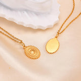 Stainless steel sunflower pendant necklace for women with 18K gold plating, stackable boho jewelry, waterproof fashion accessory