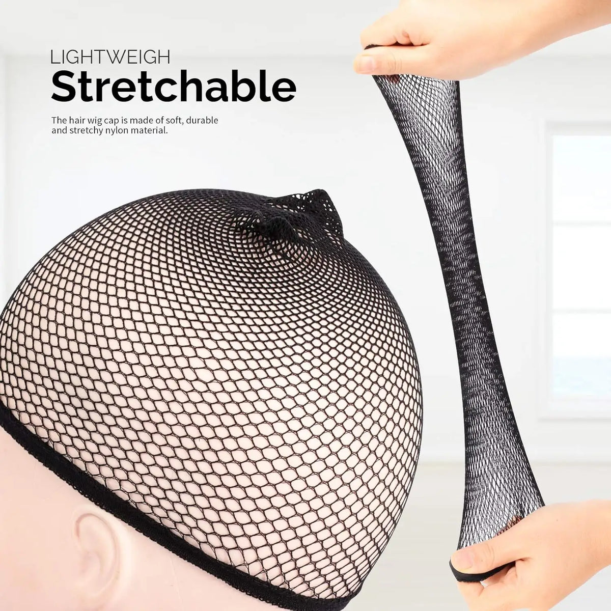 Black Mesh Wig Cap Net, Closed End Hair Mesh Net, Liner Weaving Caps for Women, Men, Kids, Wig Caps for Halloween, Cosplay
