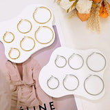 Gold metal hoop earrings set for women by HSF Marketplace, stylish lightweight jewelry in a classic hoop design