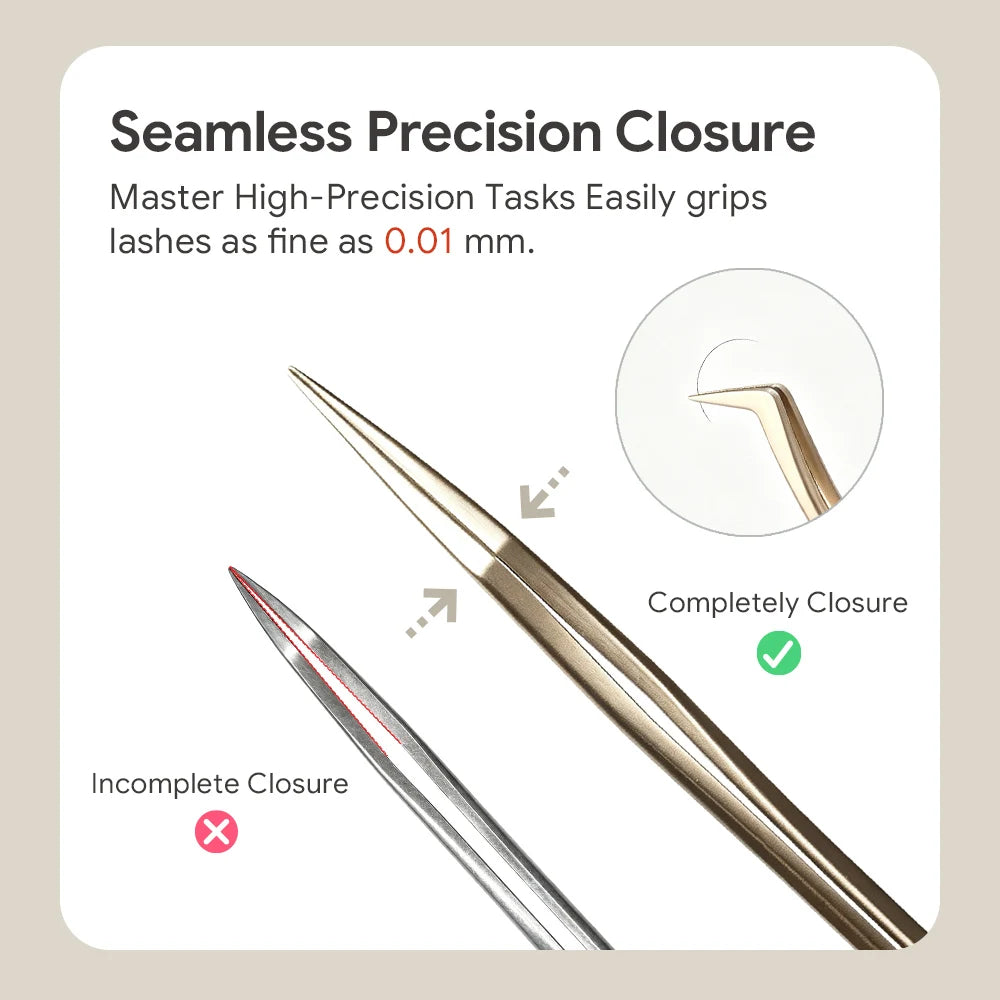 MYEVER Anti-Slip Eyelash Extension Steel Tweezers High-Density Fiber Tip Eyelash & Eyebrow Professional Precision Makeup Tools