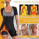 Vensslim women’s full-body shaper sauna sweat suit vest and waist trainer shapewear shirt, black plus size garment