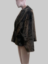 Nerazzurri women's dark brown gradient faux mink fur coat with oversized fit, shawl collar, sash, and fluffy texture