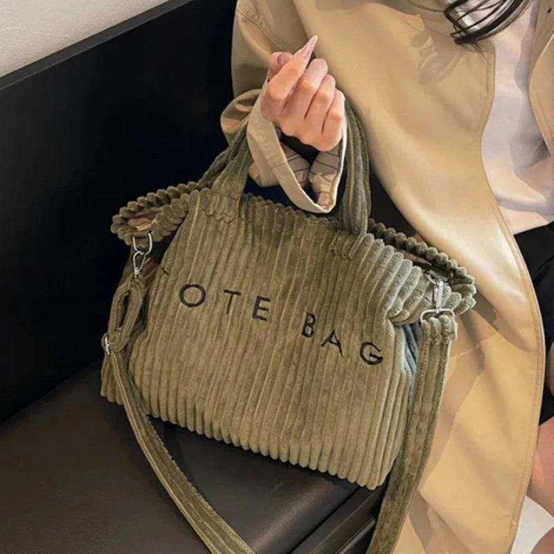 Large capacity striped velvet handbag for women by HSF Marketplace