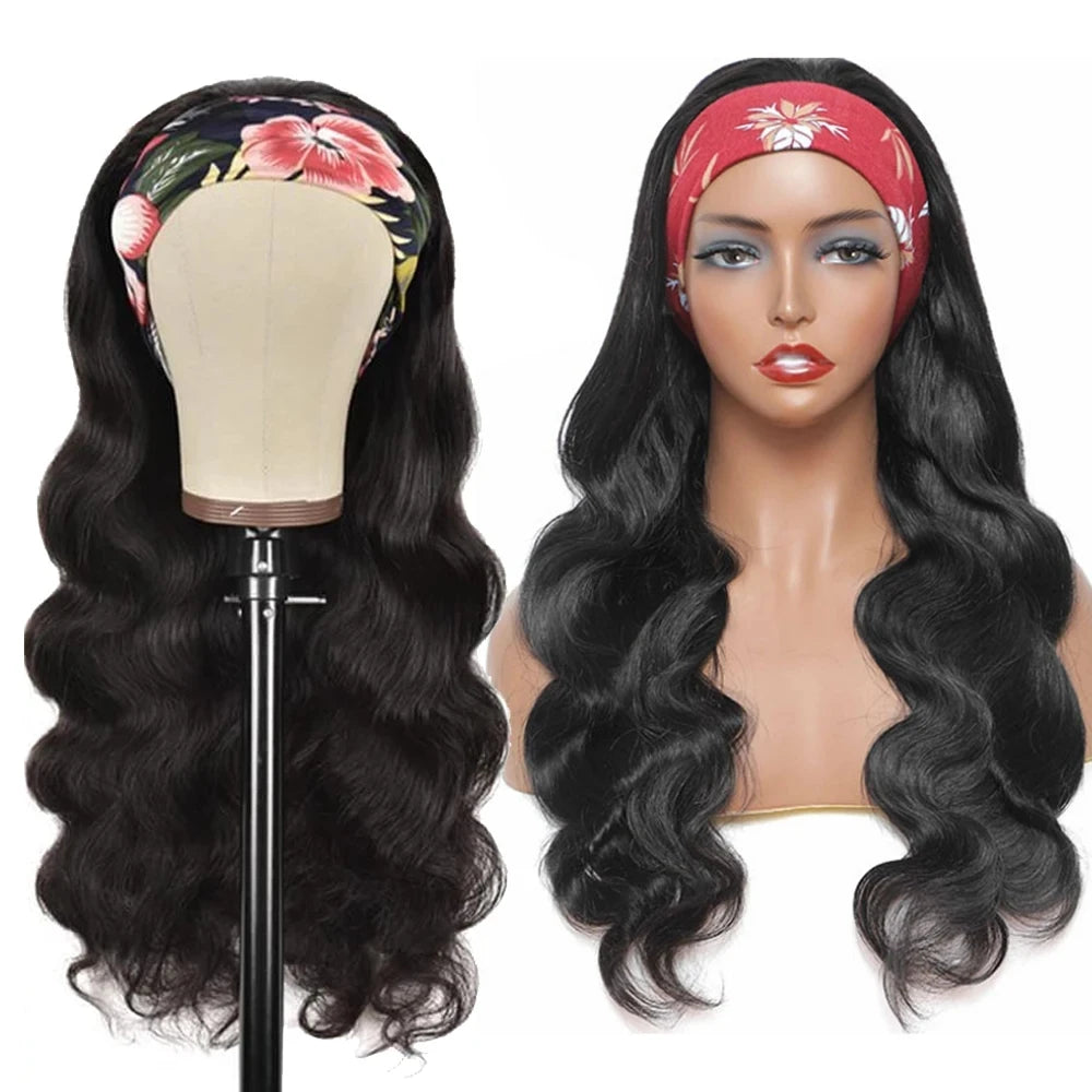 Body wave Remy human hair headband wig, 180 density, ready-to-wear, no lace front by HSF Marketplace