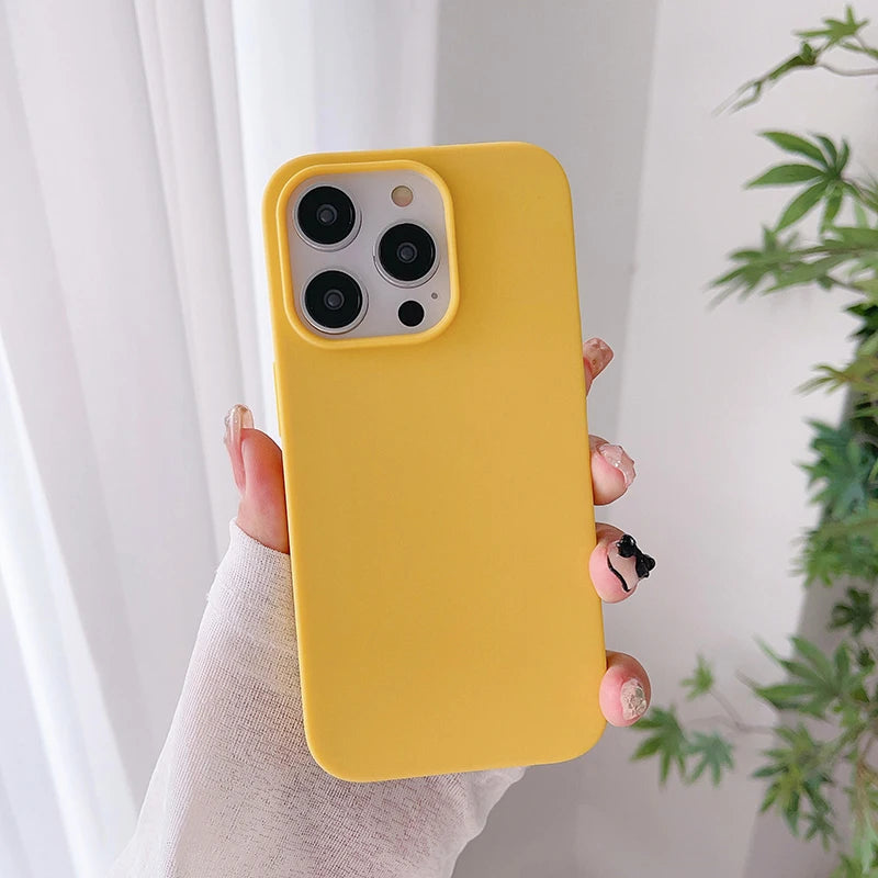 Luxury candy color silicone case for iPhone 16 to 11, ultra-thin phone case by HSF Marketplace