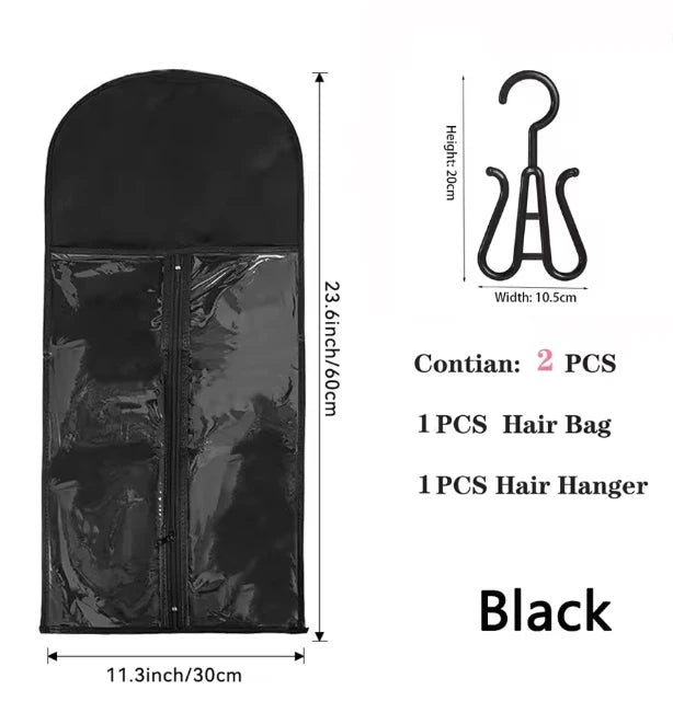 Wig Storage Bags Hair Extensions Storage Bag with Hanger for Lace Wigs Hair Extension Holder Wig Hanger with Bag Wig Accessories