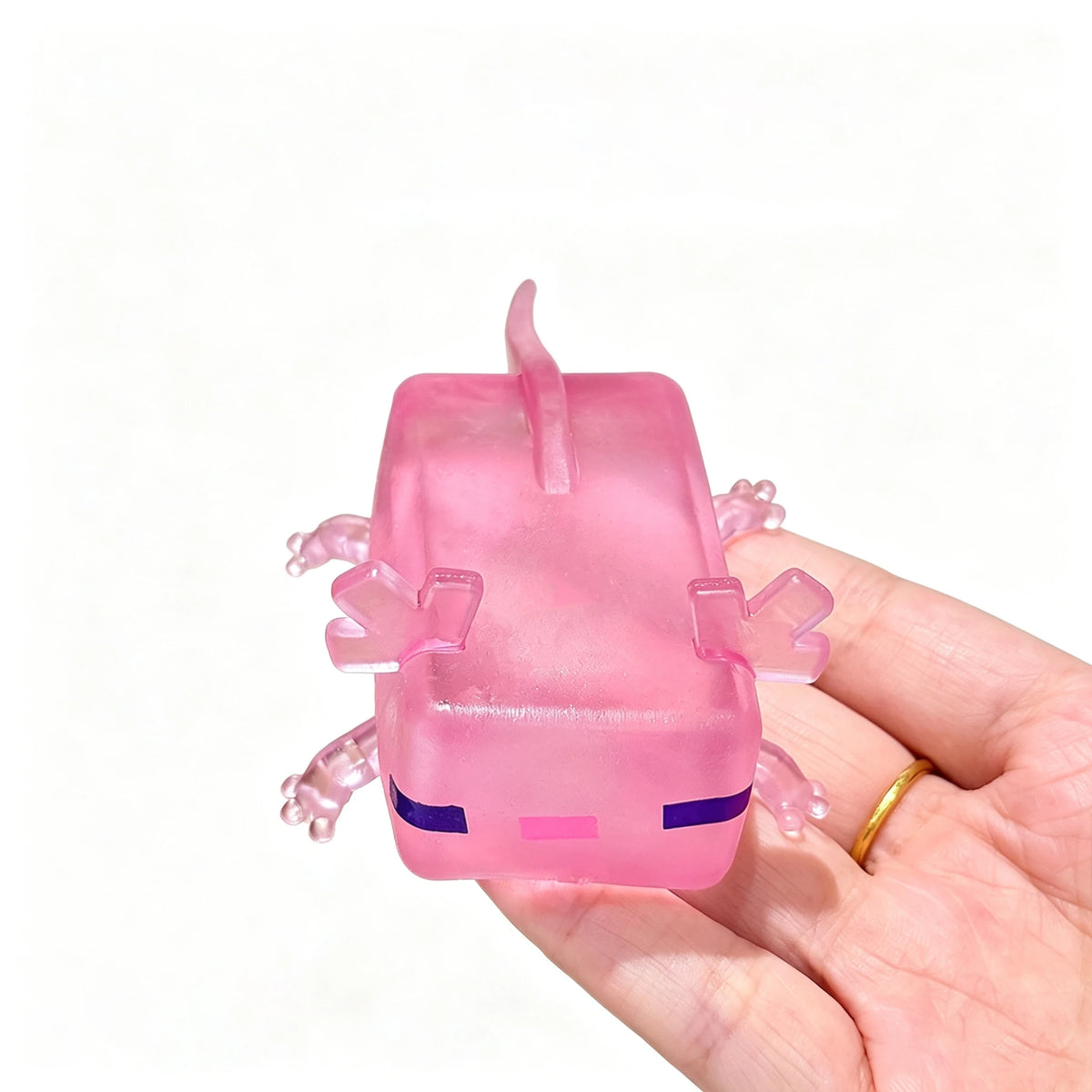 Transparent Cube Axolotl Squishy Toy Maltose Jelly Salamander Fidget Squeeze Slow‑Rising Stress Relief Sensory Vent Toy