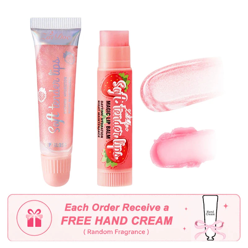 Set of four ZaiDoc fruity flavored lip balms and glosses with shiny finish, moisturizing and nourishing lip care in 7g containers.
