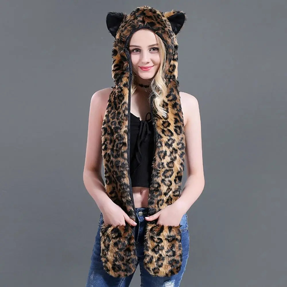 3-in-1 winter warm earmuff hat with scarf and gloves set by HSF Marketplace
