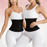 Women's waist trainer corset body shapewear with double tummy control, slimming belt, and flat belly support