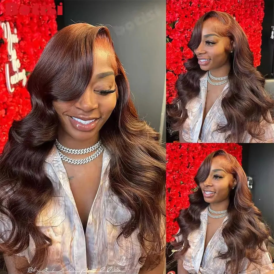 Body Wave Chocolate Brown Wig Human Hair Lace Front Wig Brown Wigs Glueless Human Hair 13x6 13X4 Hd Lace Frontal Wigs For Women