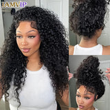 30-36 Inch 360 Full Invisi Strap Drawstring Sung Hd Lace 250 Density Water Kinky Curly Deep Human Hair Wig Black Glueless