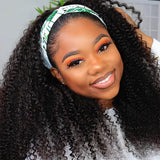 HSF Marketplace kinky curly human hair headband wig for women, 250% density, lace-free wear-and-go style