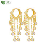 925 sterling silver hoop earrings with sparkling zircon crystal tassels by HSF Marketplace