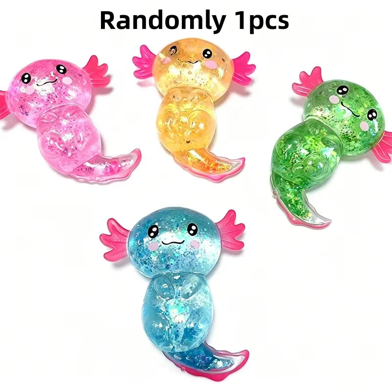 Glitter Maltose Axolotl Squishy Squeeze Toy Cute Fun Anxiety Relief Salamander Slow-rebound Stress Balls Fidgets Toys