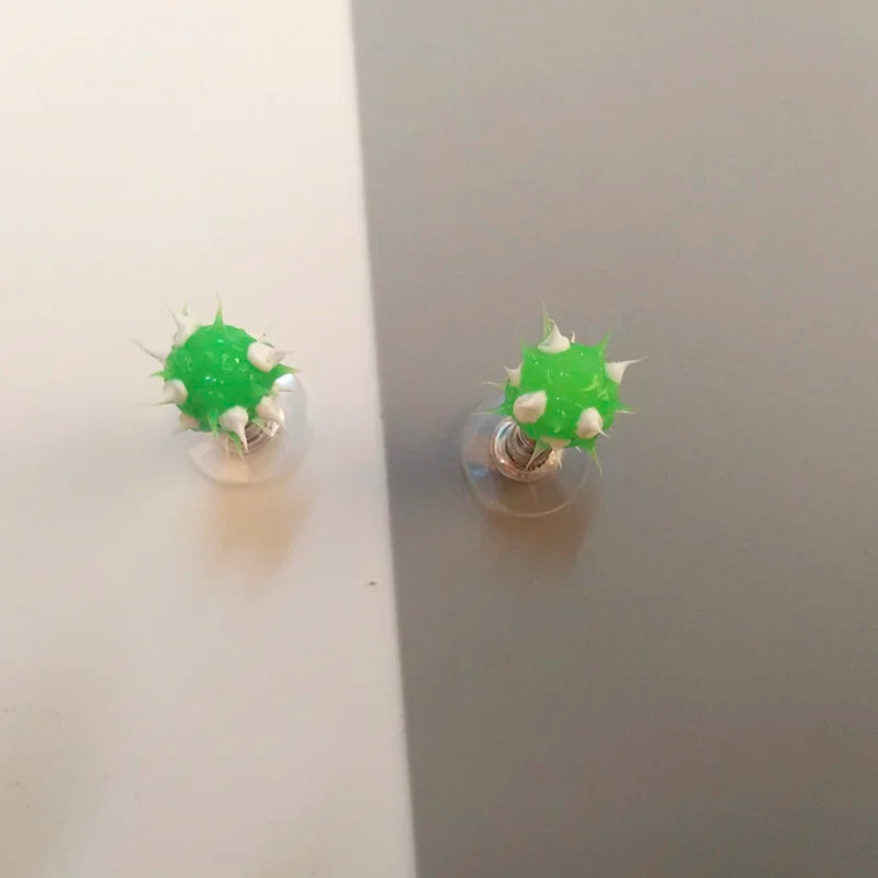 Japanese Korean style colorful silicone ball stud earrings for girls, teens, and children by HSF Marketplace
