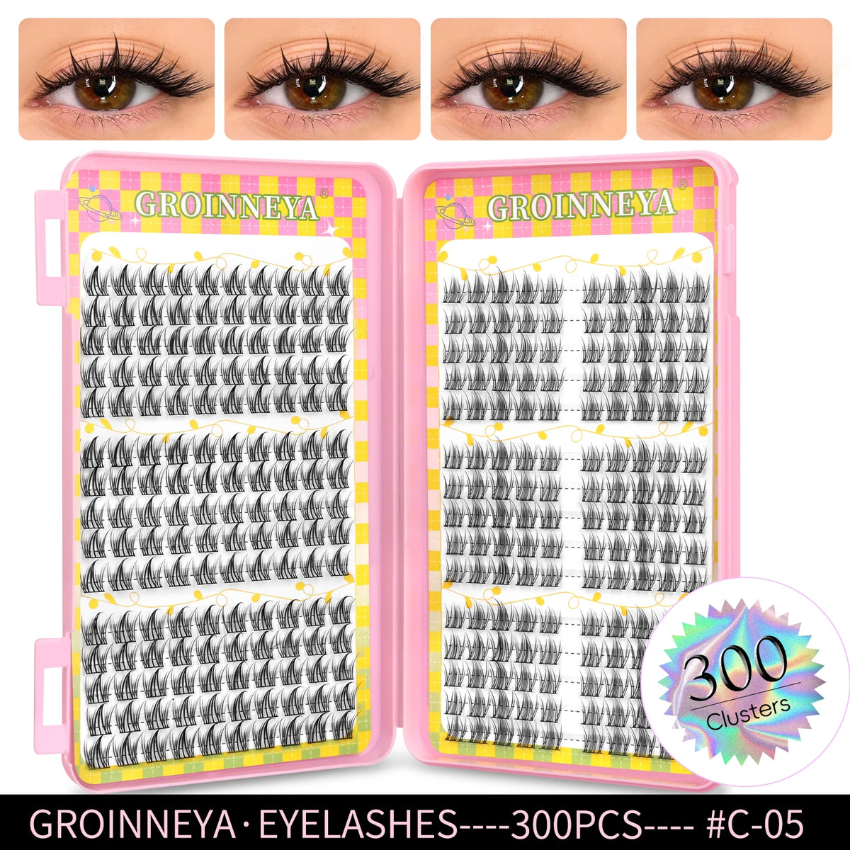 Natural eyelash clusters, 320-piece volume mixed tray of false lashes by HSF Marketplace