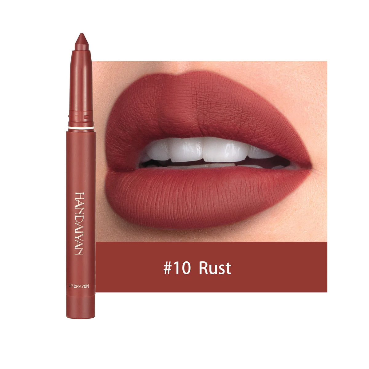 Cherry red matte lipstick and lip liner pencil from HSF Marketplace with natural nude pink shades for lip contour and plumping.