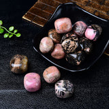 300g Natural Rhodonite Tumbled Stones 2-3cm Polished Pink Black Crystal Bulk for Decor Gift