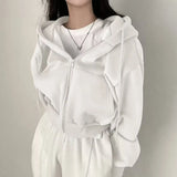 Women's hooded zip-up sweatshirt, casual autumn winter style, K-Culture merch by HSF Marketplace