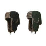 Women's Russian-style trapper aviator hat with faux fur earflaps and warm winter lining