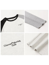 Women's Korean contrast-spliced T-shirt, casual K-culture style by HSF Marketplace