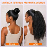 Afro kinky curly drawstring ponytail clip-in, 100% human hair extension in 4B4C texture, 14–26 inches