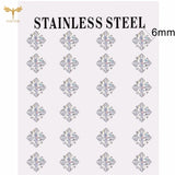 12 pairs white crystal stud earrings set, 2–7mm round and square zircon designs with golden stainless steel posts