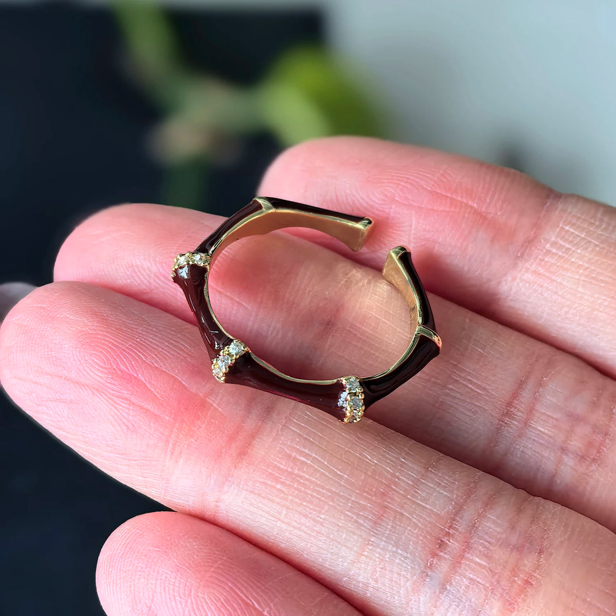 925 Sterling Silver Open Finger Ring Golden Enamel Donut Dazzling Geometric Punk For Women Jewelry Gift Dropship Wholesale