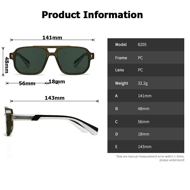 Vintage square sunglasses for men and women with UV400 protection, HSF Marketplace brand
