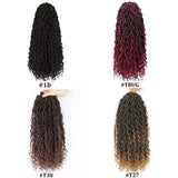 Ombre Goddess Faux Locs crochet hair with curly ends, 18 inches, synthetic braiding hair extensions by HSF Marketplace.