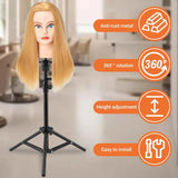 Wig Head Stand With Stand Tray Set, Adjustable Wigs Stand Tripod for Cosmetology Hairdressing Training, Head Block Set for Wigs