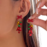 Festive snowflake tassel dangle earrings with bells for women, HSF Marketplace jewelry