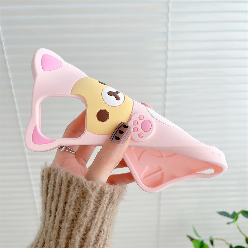 Rilakkuma Bear iPhone 17 Pro Max case, soft silicone cover with cute bear design