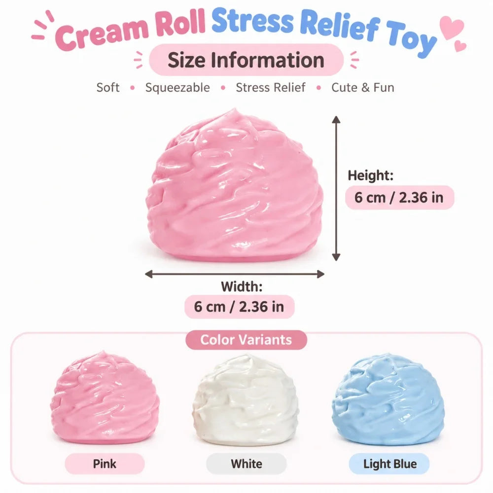 Squishy Cream Roll Slow Rising Toy Soft Squeeze Stress Relief Toy Dessert Shape Sensory Fidget Toy for Office Desk Home Display