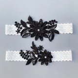 Women’s lace bridal garter belt thigh bands with pearl embroidery, 2-piece wedding cosplay accessories