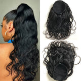 Body wave drawstring ponytail human hair extensions, 100g Brazilian hair in natural wave style