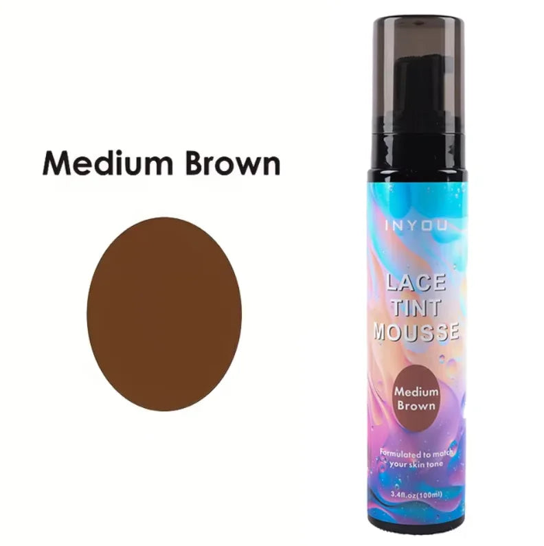 2025 New Melt Lace Tint Melting Hair Mousse and Spray for Medium Brown Wigs, Foam for Lace Frontal Wigs