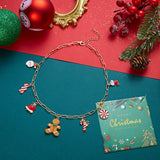 Christmas orange gingerbread man pendant necklace with multiple charms, festive jewelry for ladies, HSF Marketplace holiday accessory