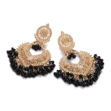 Boho gold heart-shaped flower dangle earrings for women by HSF Marketplace