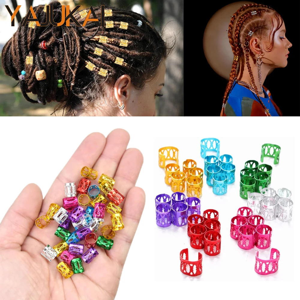 50-piece hollow-out hair rings for stylish braiding and dreadlocks by HSF Marketplace