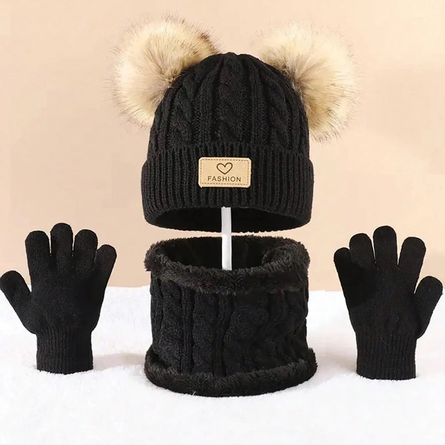 Children's warm hat and neck gloves set by HSF Marketplace for autumn and winter wear