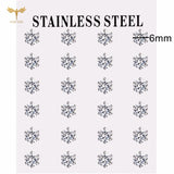 12-pair white crystal stud earrings set, 2–7mm round and square zircon designs with golden stainless steel posts