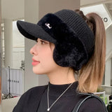 Winter Hats for Women - Warm Earflaps Knitted Baseball Caps