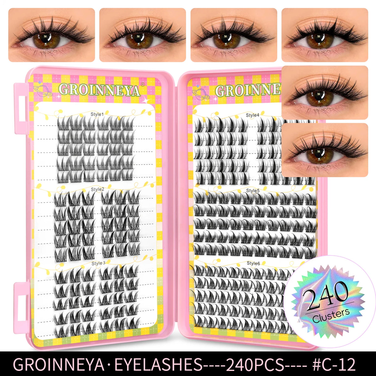 Natural Eyelash Clusters 320-piece Volume Mixed Tray False Eyelashes by HSF Marketplace