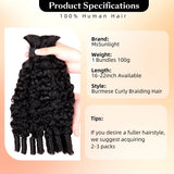 Smilegirl 15A Human Braiding Hair for Boho Braids Burmese Curly Spiral Ends Bulk 100% Unprocessed Virgin Hair 3/4 Bundle 24 26 28 30 Inch
