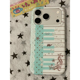 Mint green kitten piano keys phone case for iPhone models by HSF Marketplace