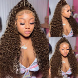 Deep Wave Frontal Wig 13x6 Hd Lace 30 Inch Chocolate Brown 13x4 Curly Lace Front Human Hair Water Wave Brazilian Wigs For Women