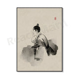Korean hanbok canvas poster featuring traditional Asian clothing for home decor by HSF Marketplace