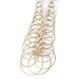 Set of 12 pairs of large round punk hoop earrings for women and girls, featuring oversized circular jewelry in a simple punk style.